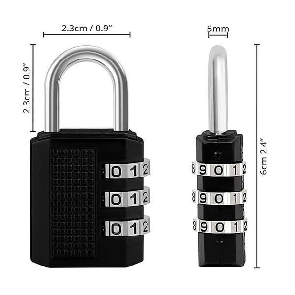 ABOUT SPACE Number Lock 3 Pack Lock Resettable PIN Number Padlock Grey Black Red 1 - LXINDIA.COM