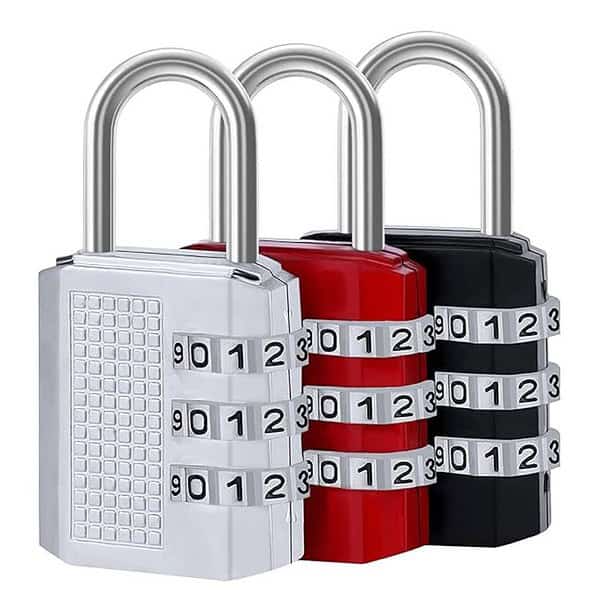 ABOUT SPACE Number Lock 3 Pack Lock Resettable PIN Number Padlock Grey Black Red - LXINDIA.COM