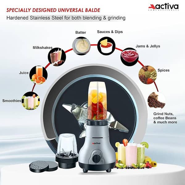 ACTIVA Easy Mix Nutri 2 Jar Mixer Grinder Powerful 500 Watt Motor3 - LXINDIA.COM