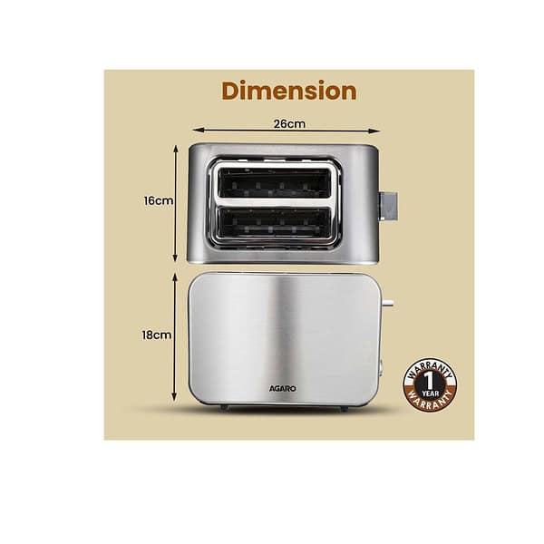 AGARO GRAND 2 Slice Stainless Steel Pop Up Toaster c - LXINDIA.COM