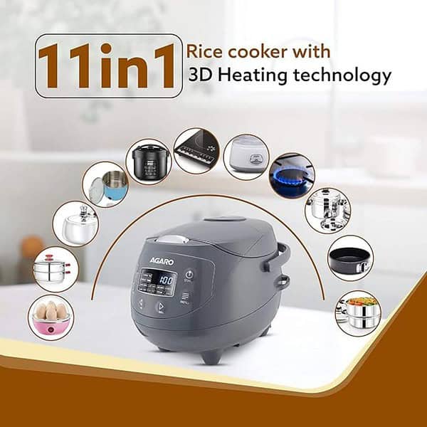 AGARO Imperial Electric Rice Cooker 2L Grey 1 - LXINDIA.COM