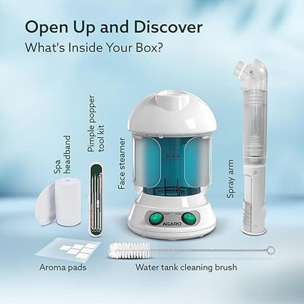 AGARO Prima Facial Steamer 2 in 1 Hair and Face Steamer for Natural Hair with UV Ozone3 - LXINDIA.COM