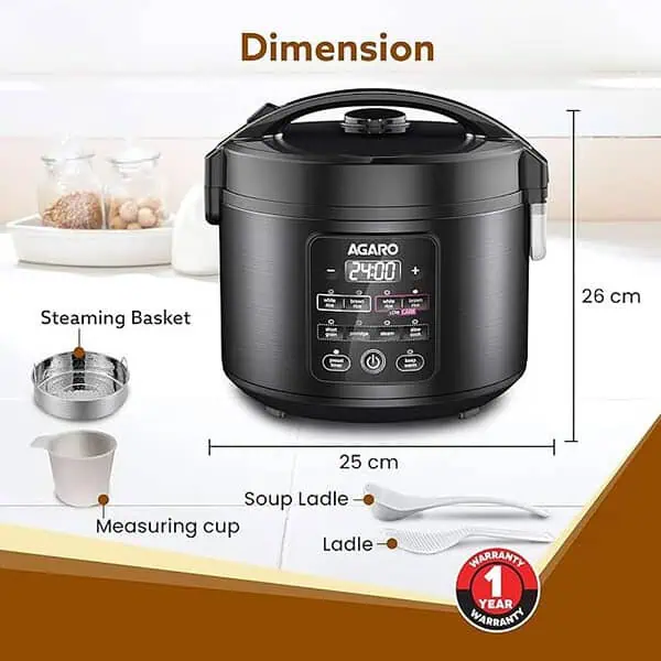 AGARO Regal Electric Rice Cooker 3 Liters Black 1 - LXINDIA.COM