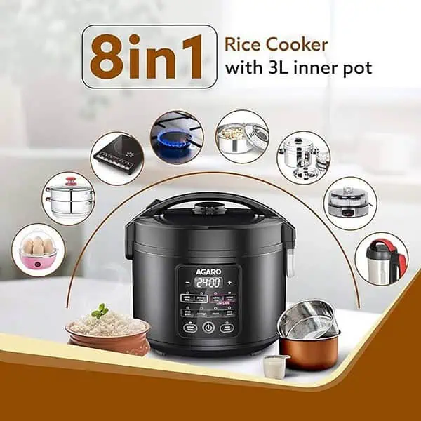 AGARO Regal Electric Rice Cooker 3 Liters Black 3 - LXINDIA.COM