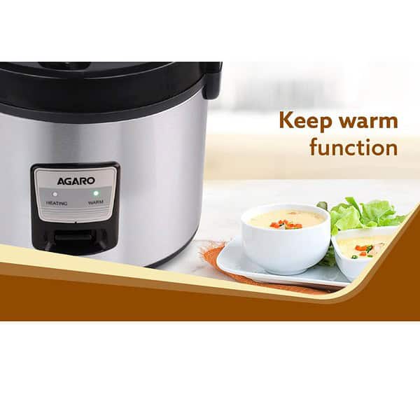 AGARO Regency Electric Rice Cooker 5L Silver and Black 2 - LXINDIA.COM