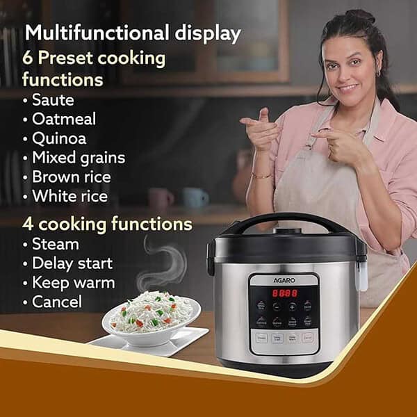 AGARO Royal Electric Rice Cooker 5 Litre Silver 1 - LXINDIA.COM