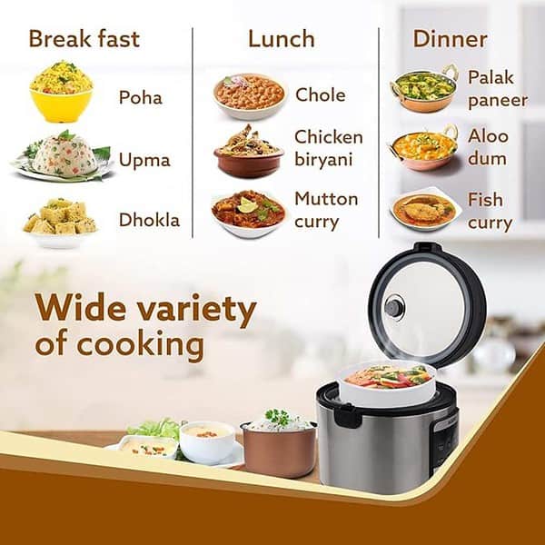 AGARO Royal Electric Rice Cooker 5 Litre Silver 2 - LXINDIA.COM