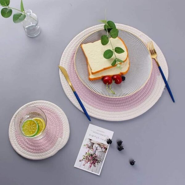 AIESY Live Beautiful Cotton Rope Woven Round Placemat and Coaster for Hot Pots 2 - LXINDIA.COM