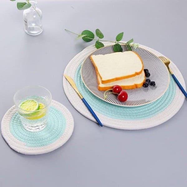 AIESY Live Beautiful Cotton Rope Woven Round Placemat and Coaster for Hot Pots 4 - LXINDIA.COM