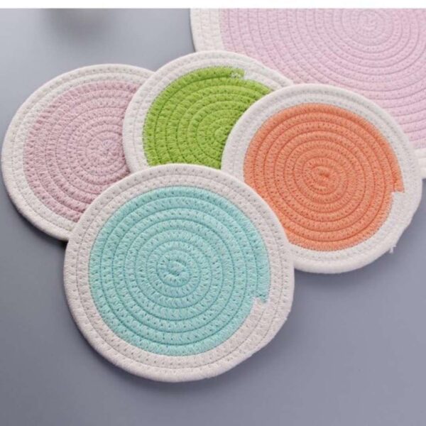 AIESY Live Beautiful Cotton Rope Woven Round Placemat and Coaster for Hot Pots - LXINDIA.COM