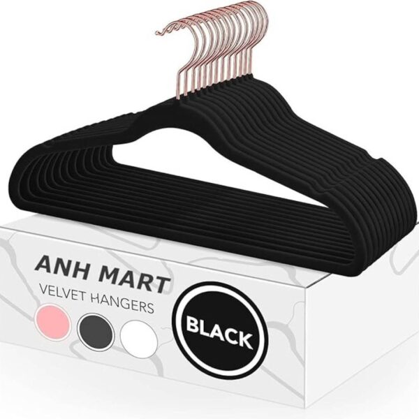 ANH MART Non Slip Velvet Hangers 6 Black - LXINDIA.COM