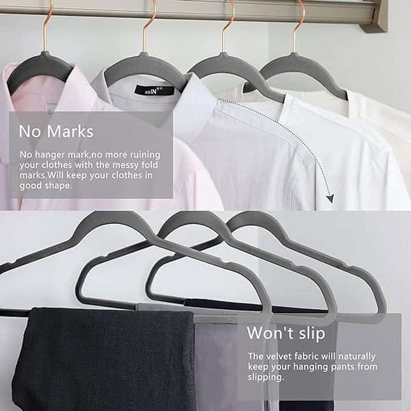 ANH MART Non Slip Velvet Hangers 6 Pieces Grey 2 - LXINDIA.COM