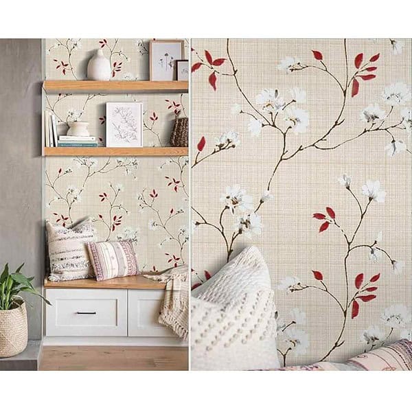 ANNA CREATIONS Self Adhesive Peel Stick Beige Cherry Floral Wallpaper 45 x 304 cm 3 - LXINDIA.COM