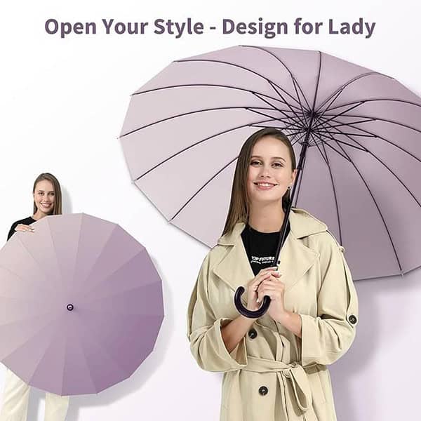 ANYCHO Umbrella for Women Long Umbrella Purple 3 - LXINDIA.COM