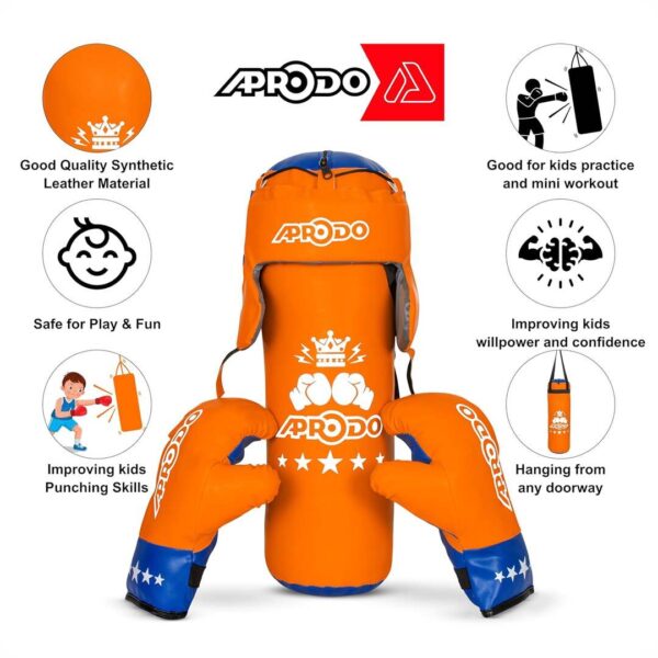 APRODO Kids Boxing Kit Set Pack of 4 Orange And Blue a - LXINDIA.COM