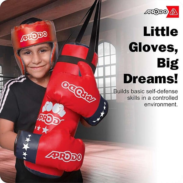 APRODO Kids Boxing Kit Set Pack of 4 Red And Black c - LXINDIA.COM