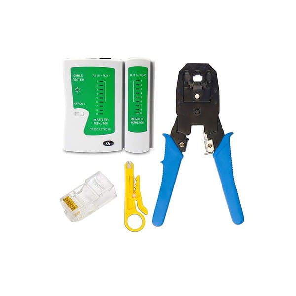 AQBP 3 IN 1 Crimping Tool Kit with RJ45 RJ11 Network Lan Cable Tester With 25 Connector - LXINDIA.COM