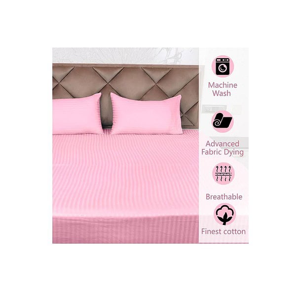 AVI 300 TC Cotton California King Size BedsheetPink C - LXINDIA.COM