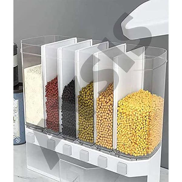 AYSIS Wall Mounted Cereal Food Dispenser For Kitchen 6 Grid Dry Food Dispenser 1 - LXINDIA.COM