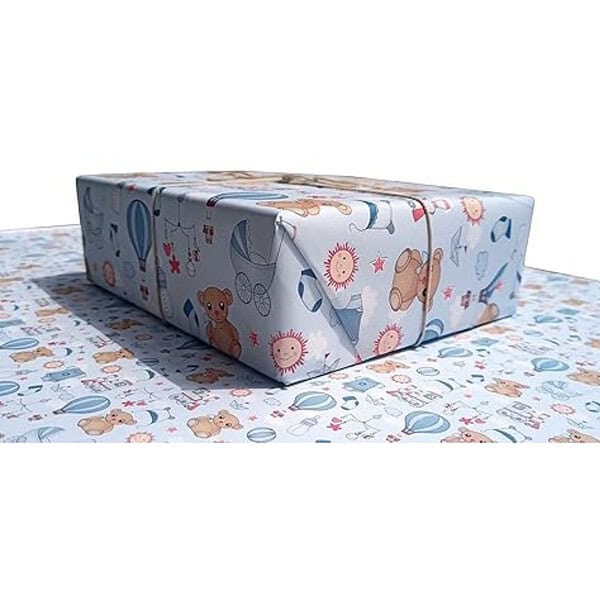 Aakar Pack of 5 Gift Wrapping Paper Sheet Baby Blue2 - LXINDIA.COM