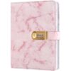 AccuPrints Marble Pattern Lock Diary Writing Notebook Pink - LXINDIA.COM