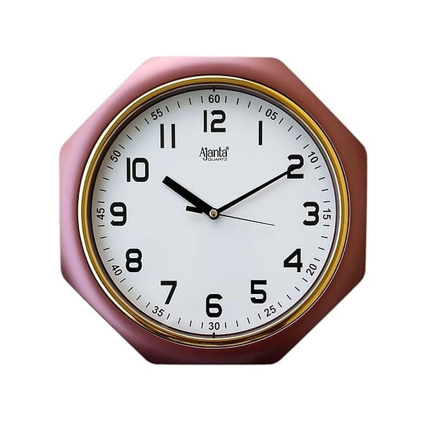 Ajanta Plastic Analog Wall Clock 25 X 25 Cm Brown - LXINDIA.COM