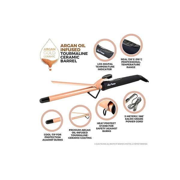 Alan Truman for Women with Gold Ceramic Coated Barrel Hair Curler B - LXINDIA.COM