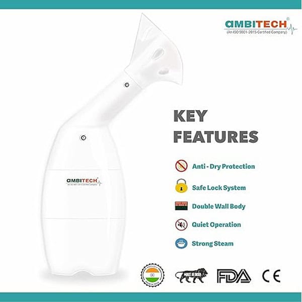 AmbiTech Steam Vaporizer Steam Inhaler Facial Vaporizer for Cold and Cough3 - LXINDIA.COM