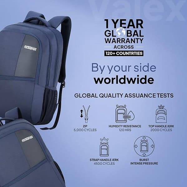 American Tourister Valex 28 Ltrs Large Laptop Backpack Blue 3 - LXINDIA.COM