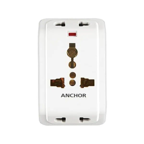 Anchor by Panasonic 22843 6A 3 Pin Multiplug Adaptor with Surge Protection White Blue 1 - LXINDIA.COM