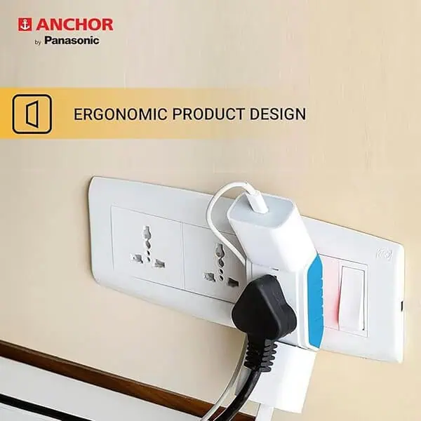 Anchor by Panasonic 22843 6A 3 Pin Multiplug Adaptor with Surge Protection White Blue 2 - LXINDIA.COM