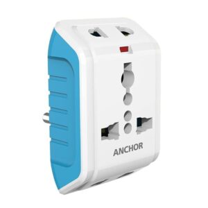 Anchor by Panasonic 22843 6A 3 Pin Multiplug Adaptor with Surge Protection White Blue - LXINDIA.COM