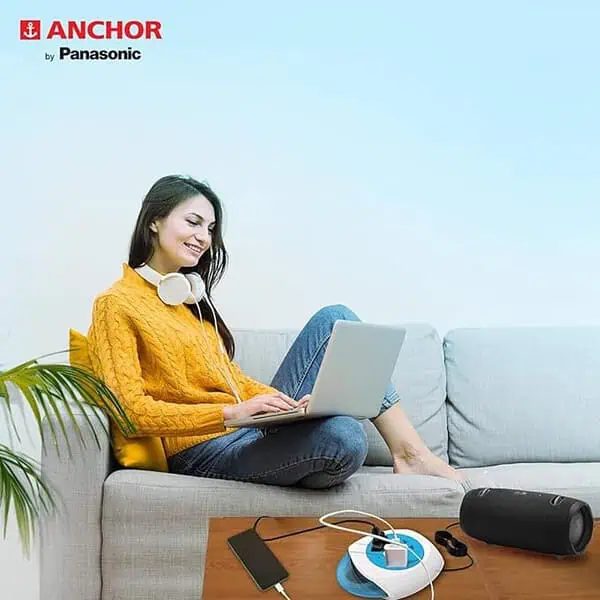 Anchor by Panasonic 6A Flexi Cord 3 Pin 4 Mtr Universal Socket Blue and WhiteRound 3 - LXINDIA.COM