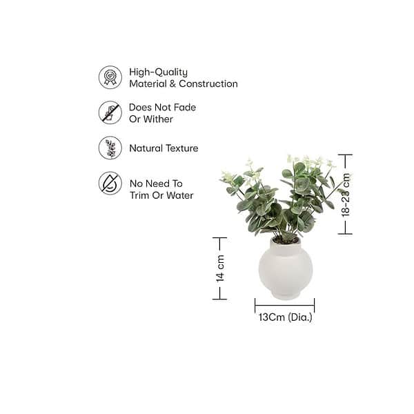 Anko Artificial Eucalyptus Plant with White Vase A - LXINDIA.COM