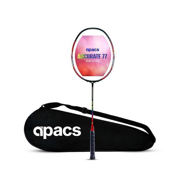 Apacs Accurate 77 Graphite Badminton RacketRed Black - LXINDIA.COM