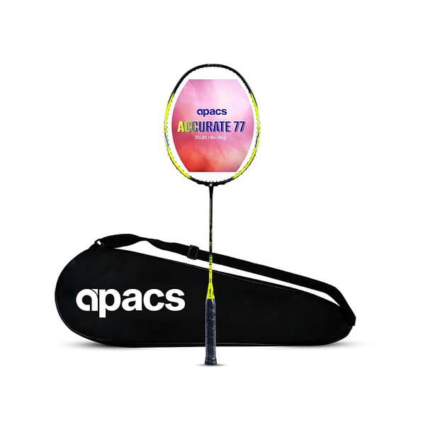 Apacs Accurate 77 Graphite Badminton RacketYellow Black - LXINDIA.COM