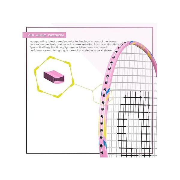 Apacs Speed Pro 900 Strung Head Heavy Badminton RacketWhite PinkA - LXINDIA.COM