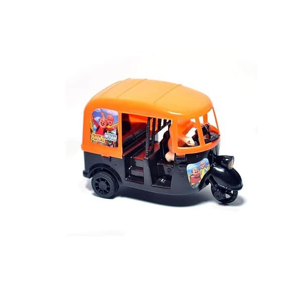 Arb Toys Pull Back Plastic Auto Rickshaw Black Orange - LXINDIA.COM