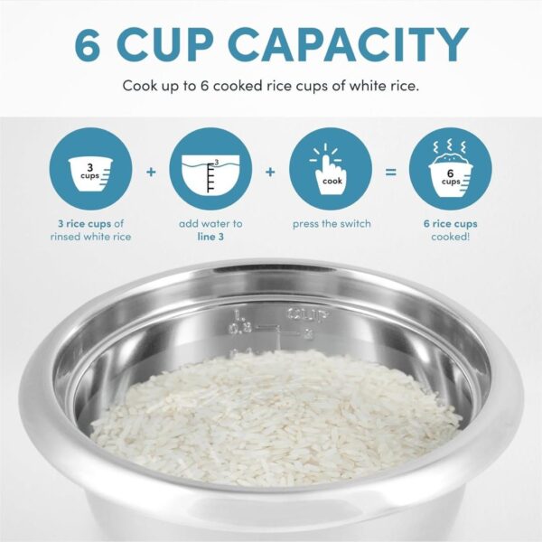 Aroma Simply Stainless 3 CupUncooked 6 Cup Cooked Rice Cooker White2 - LXINDIA.COM