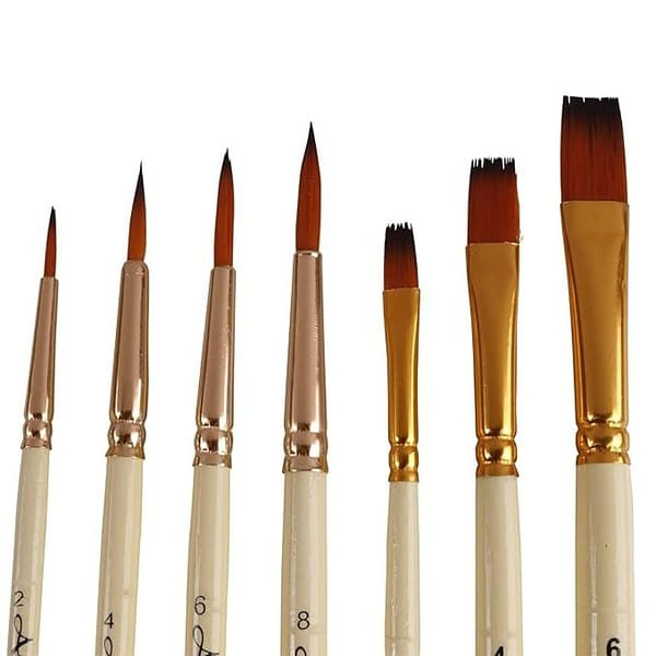 Arora Round and Flat Mix Painting Brush Set of 7 Pieces1 1 - LXINDIA.COM