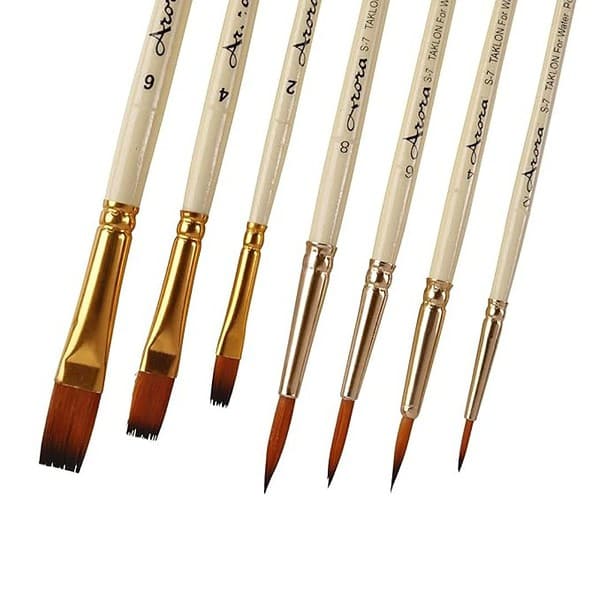 Arora Round and Flat Mix Painting Brush Set of 7 Pieces2 1 - LXINDIA.COM