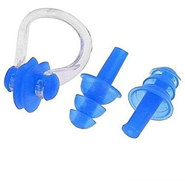 ArrowMax 100 Silicone Anti Fog Swimming Goggles Cap Earplug Noseplug Set Blue 1 - LXINDIA.COM