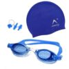 ArrowMax 100 Silicone Anti Fog Swimming Goggles Cap Earplug Noseplug Set Blue - LXINDIA.COM