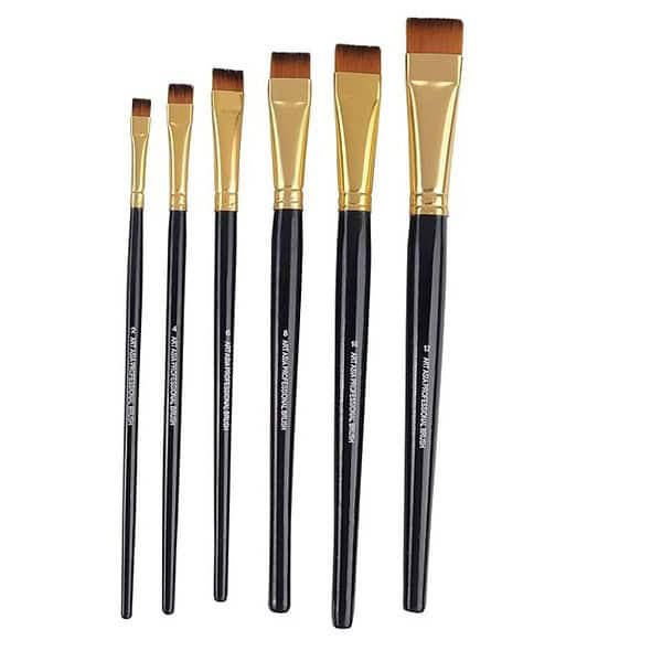 Art Asia Short Hair Flat Synthetic Painting Brush Set of 6pc - LXINDIA.COM