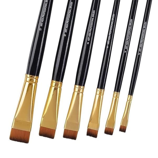 Art Asia Short Hair Flat Synthetic Painting Brush Set of 6pc2 - LXINDIA.COM