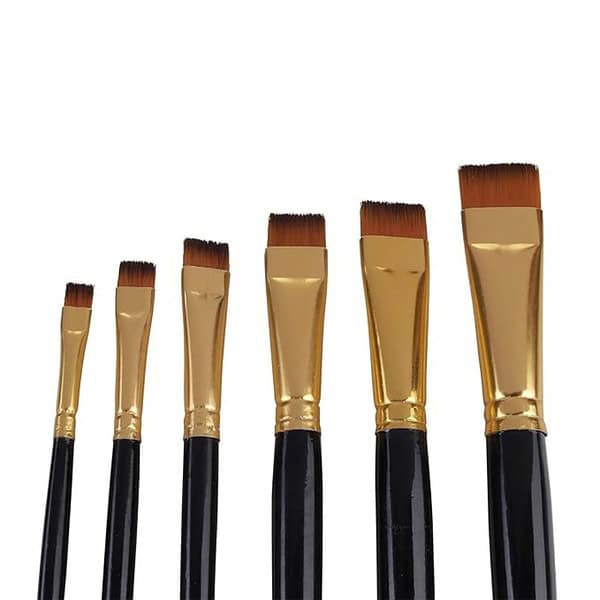 Art Asia Short Hair Flat Synthetic Painting Brush Set of 6pc3 - LXINDIA.COM