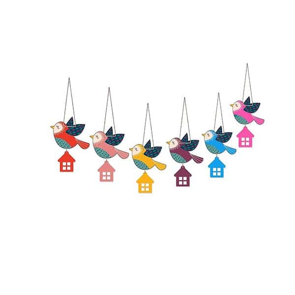 Artvibes Multicolored Flying Birds Wooden Wall Hanging - LXINDIA.COM