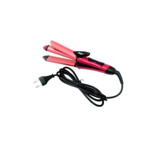 Arzet NHC 2009 Ceramic Plate Hair Straightener and Curler 2 in 1 Pink - LXINDIA.COM