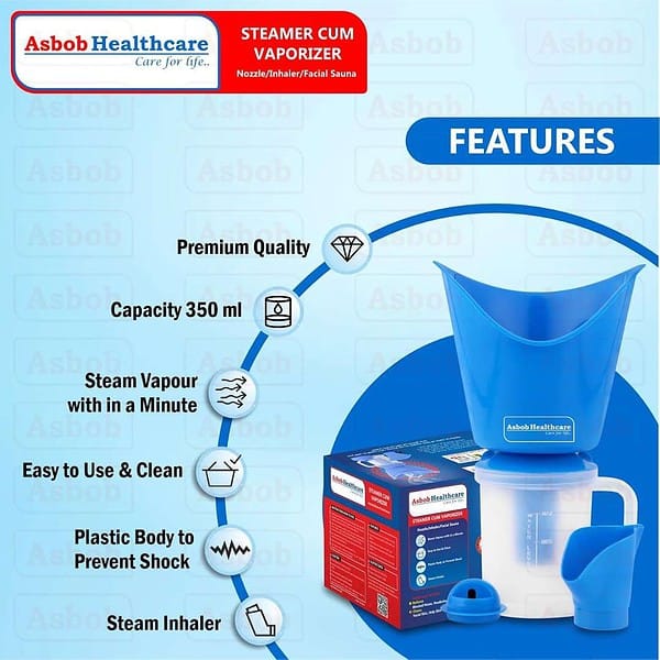 Asbob 3 in 1 steamer for cold and cough Blue1 - LXINDIA.COM