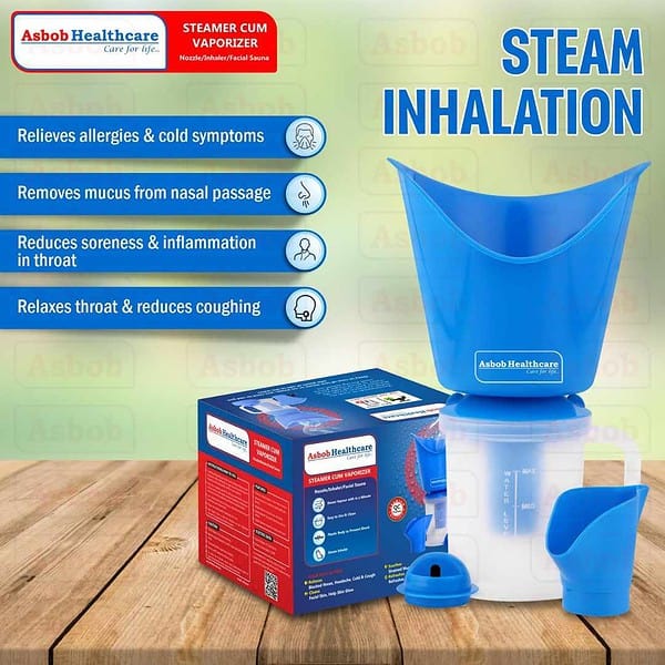 Asbob 3 in 1 steamer for cold and cough Blue2 - LXINDIA.COM